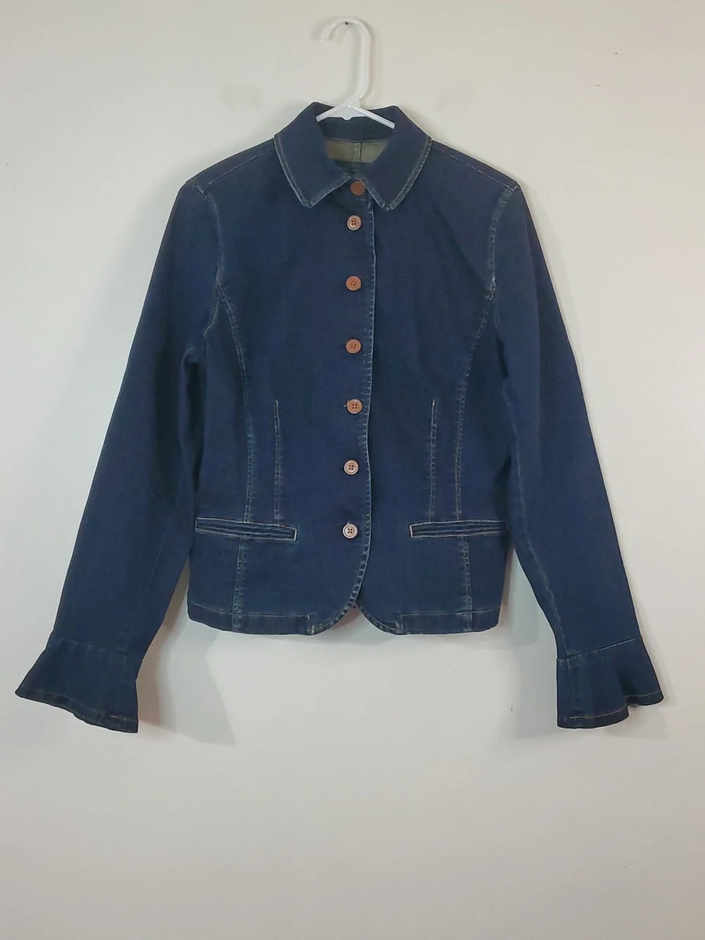 Lauren Ralph Lauren Peplum Denim Jacket Size 12 Dark Wash Spring Layering Preppy - Picture 2 of 13